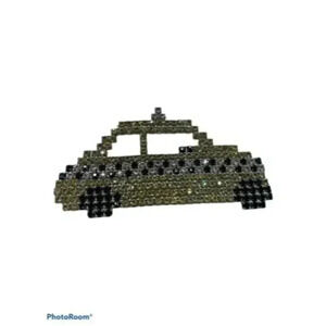 Dorothy Bauer Signed Pin Brooch Taxi Cab Rhinestone Crystal Vintage Antique